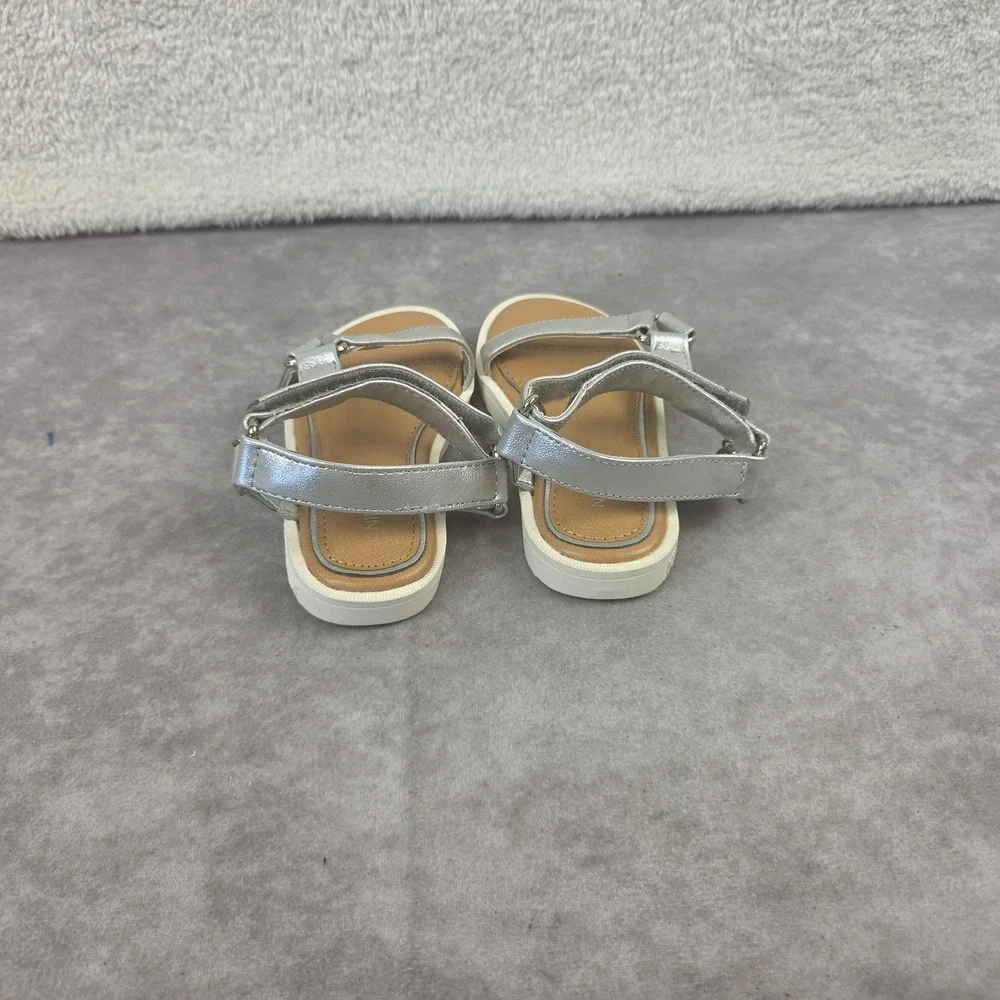 Nine West Toddler Girls Lil Daya Sandals Silver Metallic Strappy NWS4380 7M